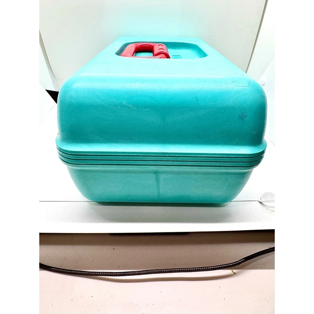 Vintage Caboodles Makeup Case 90s Retro Teal Pink Model 2602 Beauty Organizer